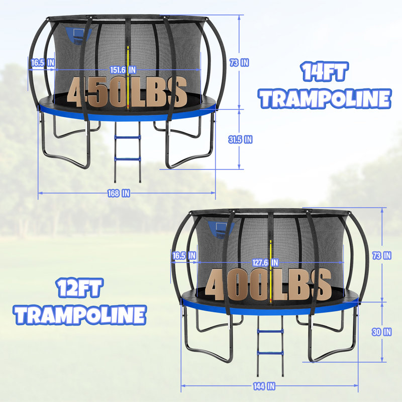 LIZEVINC 14FT Outdoor Trampoline With Basketball Hoop